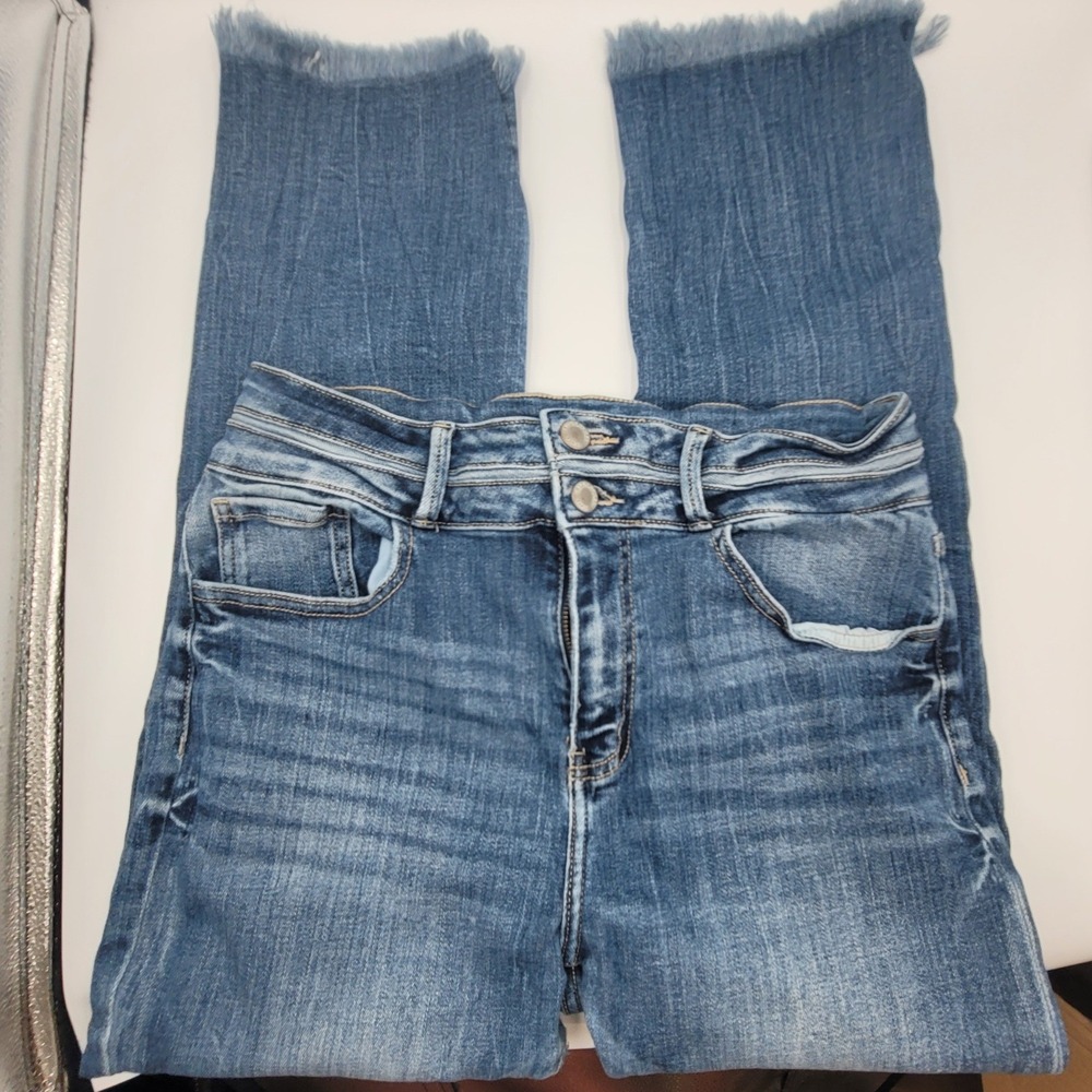KanCan Signature Kurvy Ultra High Rise Ankle Frayed Hem Jeans Blue 29/9